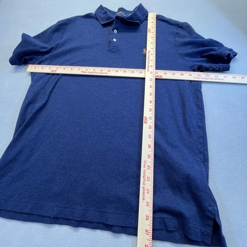 Polo Ralph Lauren Mens Classic Fit Polo Shirt Navy Blue Logo Pony Sz Large